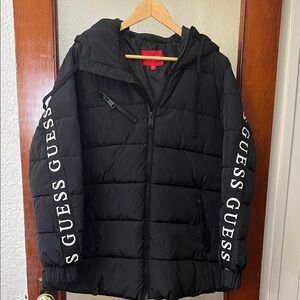 Guess Black Hooded Puffer Jacket